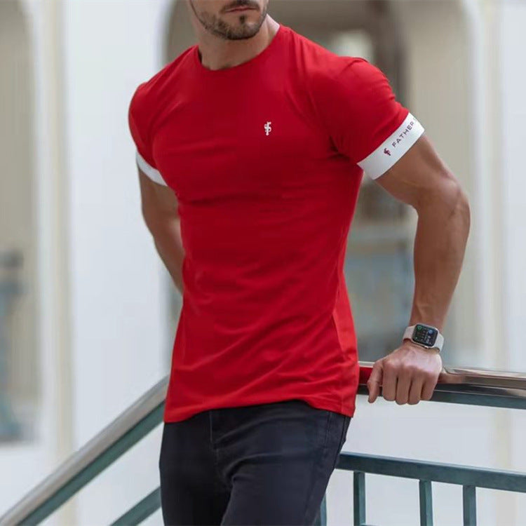 Casual Trend Round Neck T-shirt Outdoor Sports Fashion Fitness Short Sleeve